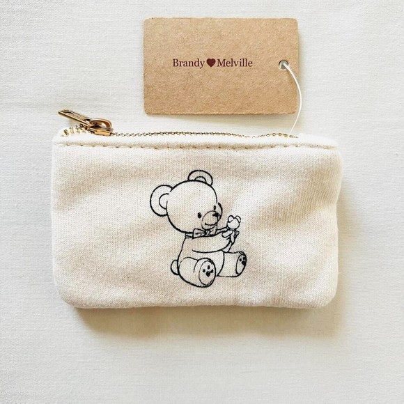 Brandy Melville Accessories - BNWT Brandy Melville/John Galt Cute Teddy Bear Ribbon holding Mini Teddy Coin Pu
